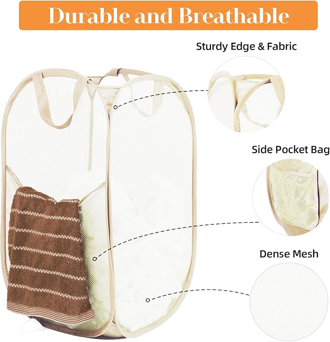 2 Pcs Durable Collapsible Laundry Baskets