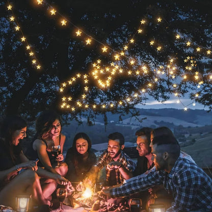 Christmas Decor Star String Lights, 20 FT 40 LED Battery Operated Twinkle Lights Warm White Cute Hanging Star Fairy Light for Bedroom Room Office Home Camper Indoor Outdoor Xmas Tree Decorations