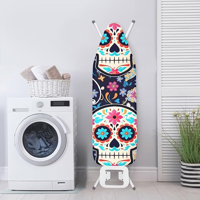 Tribe Floral Skull Ironing Board Cover 15x54 Inch Standard Mexican Skeleton