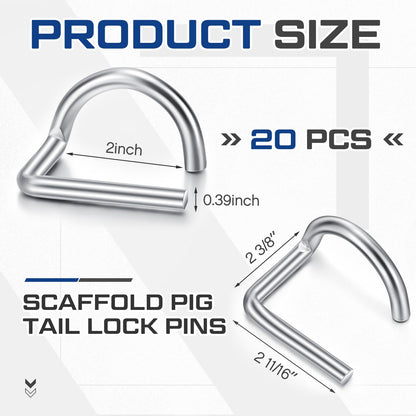 MorningRo 20 Pcs Pig Tail Pin 2'' Scaffolding Gravity Locking G Scaffolding Pins for Steel