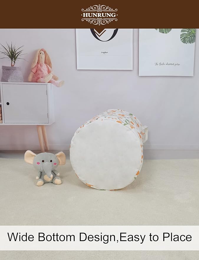 HUNRUNG Laundry Hamper, Large Canvas Fabric Lightweight Storage Basket Toy