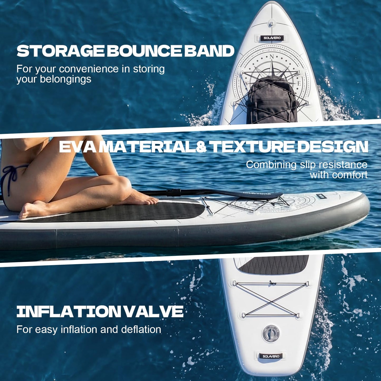 SOLAVERO Inflatable Stand Up Paddle Board with Premium SUP Accessories, Extra Wide Stable SUP Board for All Skill Levels, 11'6" Paddleboard with Non-Slip EVA Deck for Adults & Youth