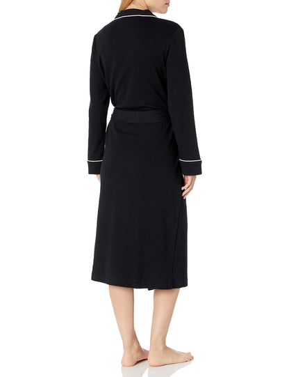 Amazon Essentials Women's Lightweight Waffle Full-Length Robe (Available in Plus Size), Black, XL