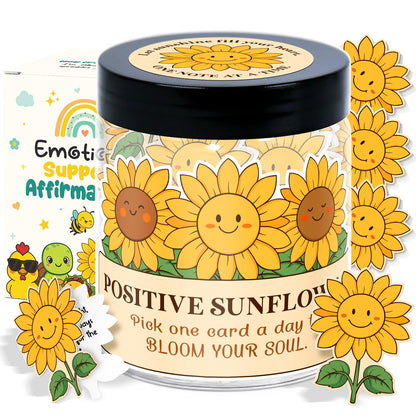 Sunflower Gifts For Women - Mothers Day Gifts For Mom, Women, Teens, Kids, Girls - 60 Positive Affirmation Cards Jar - Birthday Gift For Womens, Mom, Coworkers, Friends, Sister