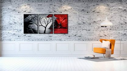 Wieco Art The Cloud Tree 3 Panels Modern Giclee Canvas Prints Artwork Abstract Seascape Paintings Reproduction Sea Beach Pictures Printed on Canvas Wall Art for Home Decorations Wall Decor
