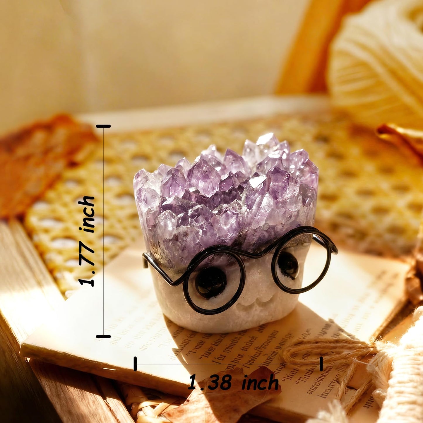 Estairkas Natural Crystal Hedgehog Pet Rock, Mystery Quartz Healing Crystal Buddy Punk Desk Decor, Cute Rock Collectors Gift for Coworkers, Friends, Birthday (Purple)