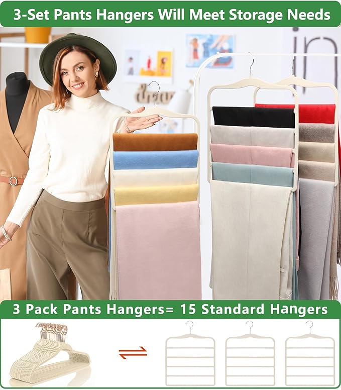 Pants Hangers Space Saving, Organization and Storage
