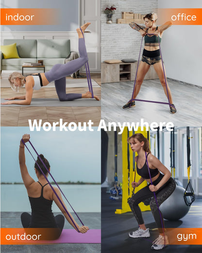 Resistance Bands Set - Pull Up Bands for Men Women, Exercise Bands Resistance with Door Anchor, Training Poster & Pouch for Body Stretching, Pull Up Assist