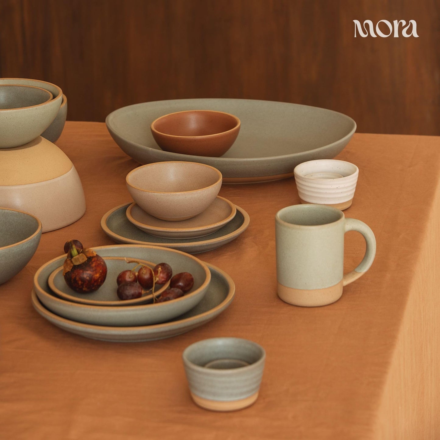 Mora Nano Ramekins Set of 4, 2oz Ceramic Pottery Sauce Cups - Microwave, Oven and Dishwasher Safe - Peppercorn