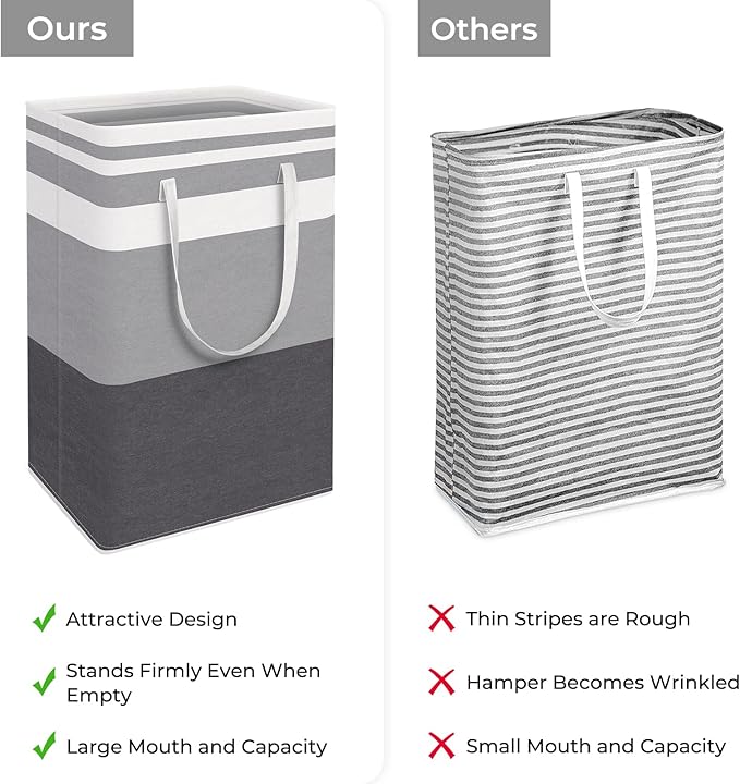 HomeHacks 4-Pack Large Laundry Basket, Waterproof, Freestanding Laundry Hamper