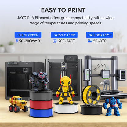 JAYO PLA 1.75mm 1.1KG, Smooth 3D Printer Filament, +/- 0.02mm Accuracy, Neatly Wound, Fits Most FDM Printers, 1.1KG Spool (2.42 LBS), Black