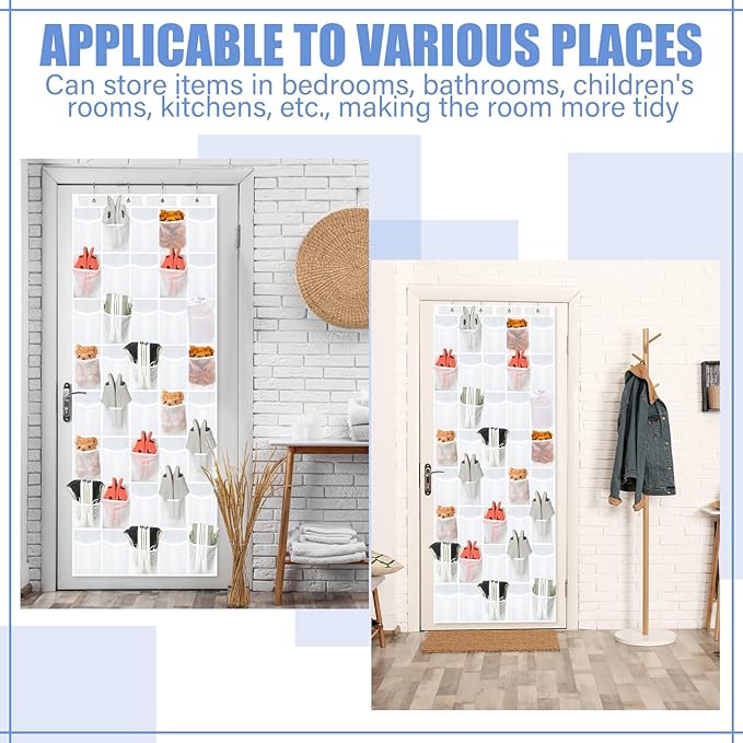Windyun 40 Over the Door Shoe Organizer Large Breathable Mesh Pocket Clear