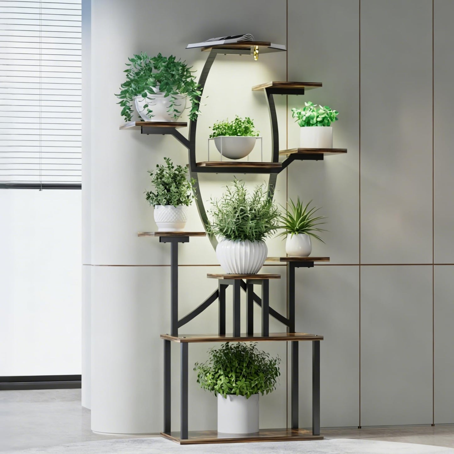 Gavnglin 53" Plant Stand Indoor with Grow Lights, 10-Tier Space-Saving Plant Shelf for Small Apartments, Lighted Indoor Plant Growing Display Rack for Living Room, Balcony & Bedroom