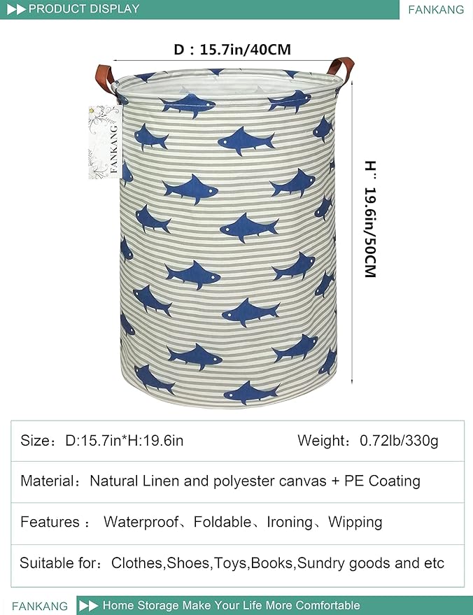 FANKANG Storage Basket, Nursery Hamper Canvas Laundry Basket Foldable