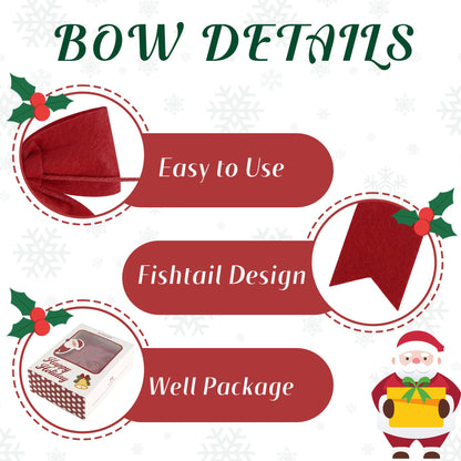 AIMUDI Red Bows for Christmas Tree 5'' Hand Felted Christmas Bow for Gift Wrapping Premade Bow Gift Bows for Presents Crafts Wreaths Fireplaces Winter Holiday Christmas Decorations, 24 PCs