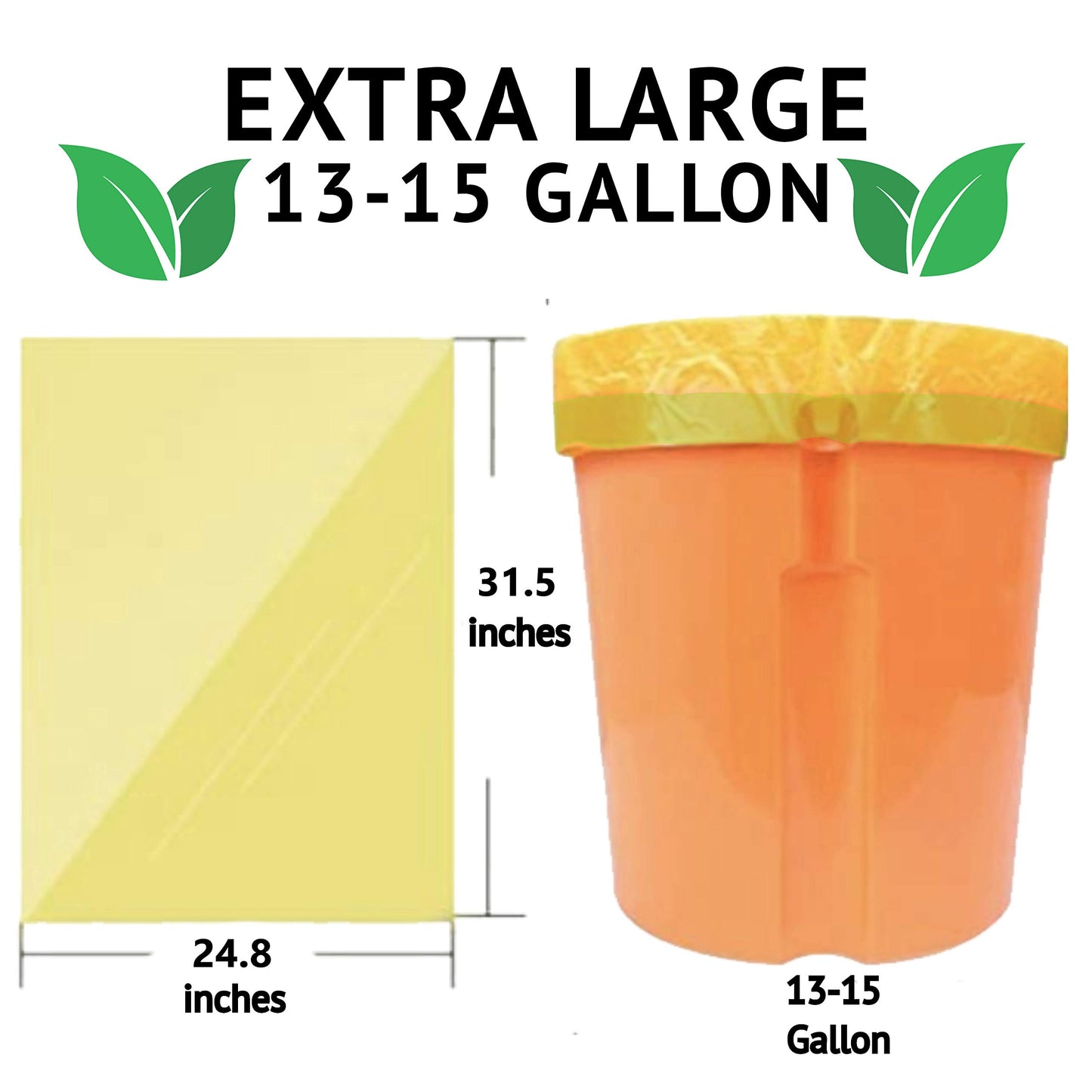 13 Gallon Biodegradable Trash Bags with Drawstrings, 75 Count Plant Based, Code Q Tall Kitchen Compost Bags 50 Liter Bin - Green Garbage Liners - 1.3 mil Thick Heavy Duty and Eco Friendly Trash Bags