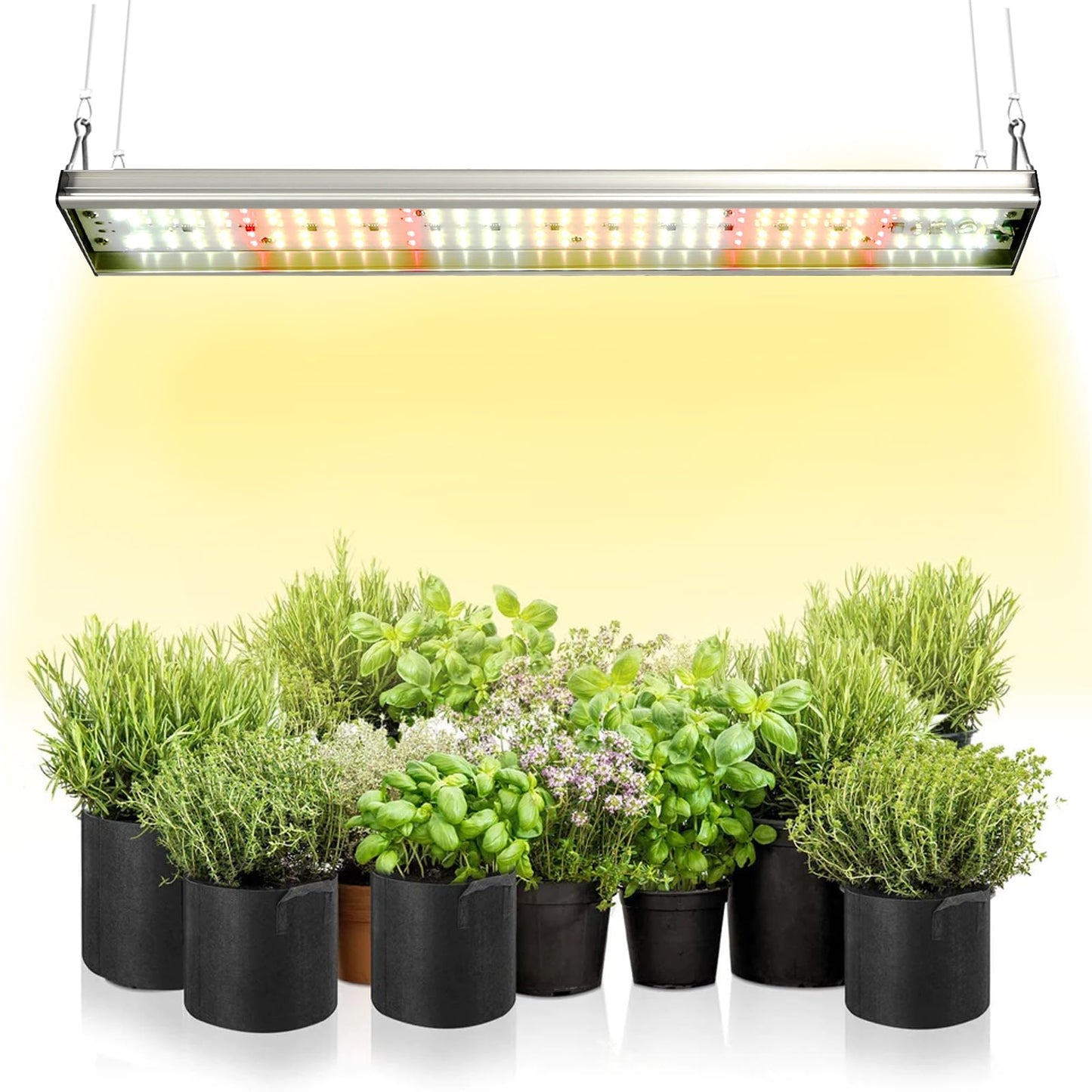 CANAGROW CG-400 LED Grow Lights for Indoor Plants, Upgraded Full Spectrum Plant Light with 5000K 3000K Daylight + 660nm Red Hanging Growing Lamps for Seed Starting Seedlings Succulents Vegetable