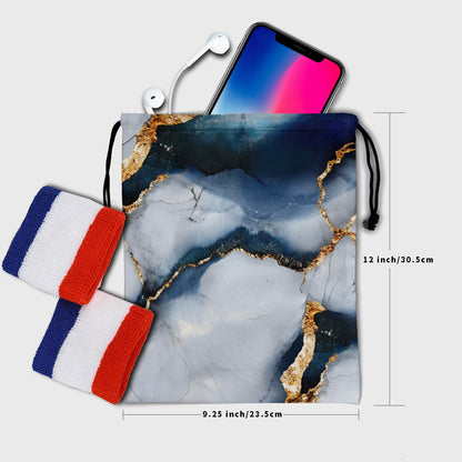 Nerxy Blue Marble Gymnastics Grip Bag - Navy Gray Grip Bags for Gymnastics Mini Gym Bag Marbling Stone Drawstring Storage Pouch Adjustable