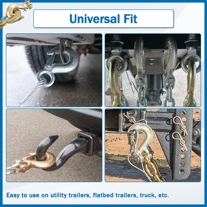 TBAPFS 4 Pack 5/16" Inch Clevis Grab Hooks G70 Steel Chain Slip Hook with Safety Latch 14000 Lbs Capacity Working with Towing and Chain