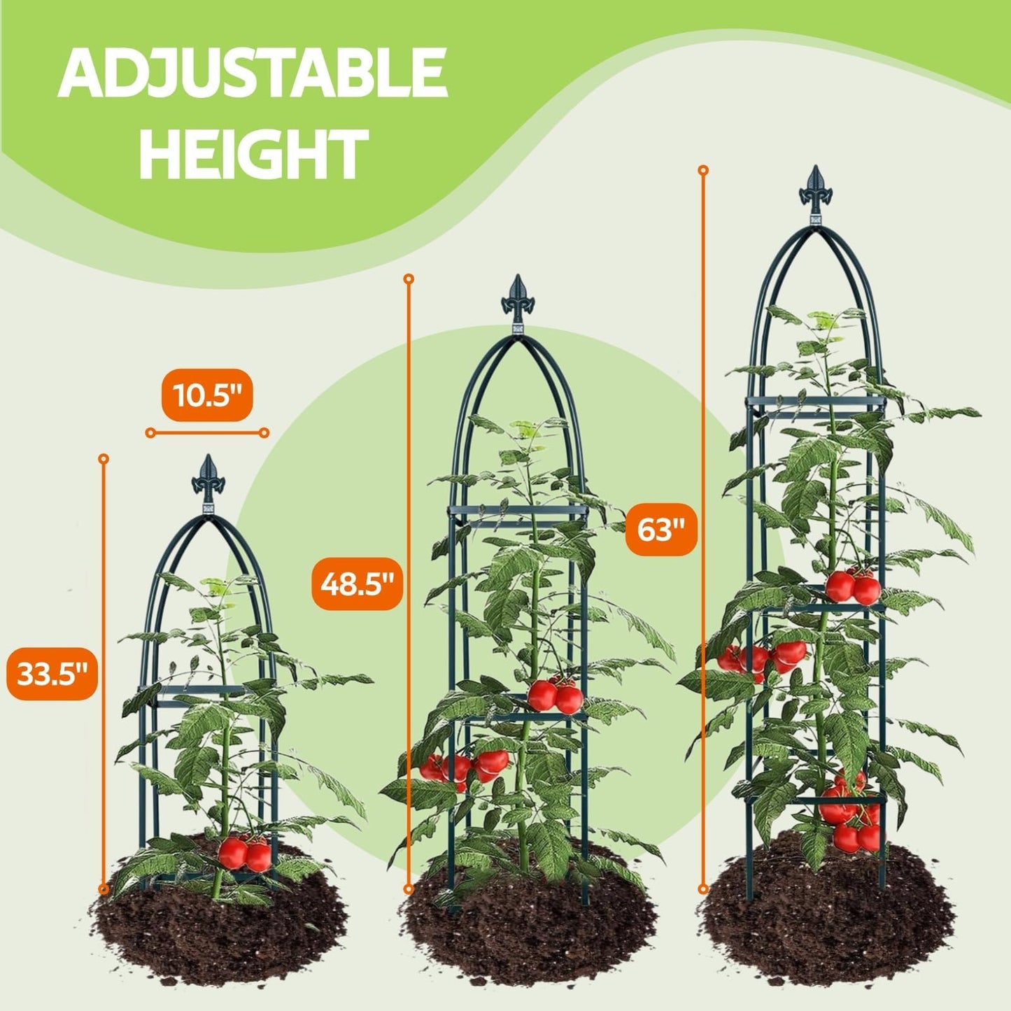 100% Metal Obelisk Trellis for Climbing Plants Outdoor & Indoor - Powder-Coated Steel Tower Obelisk Plant Support - Heavy Duty Rust-Proof Garden Trellis for Climbing Vine Vegetables Flowers Black