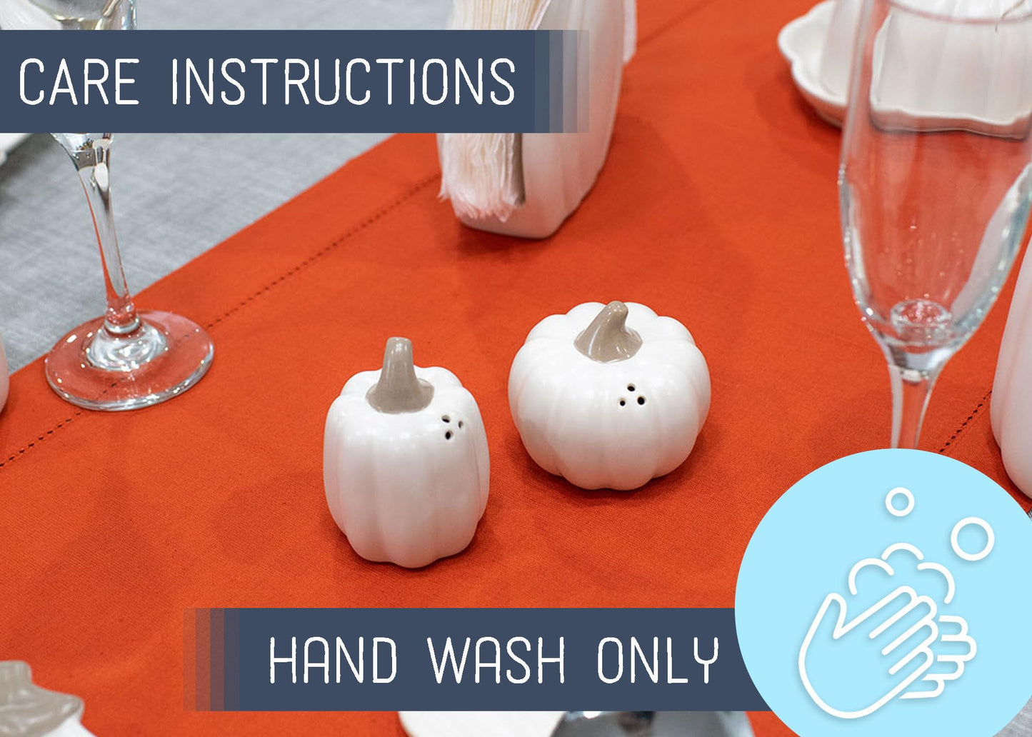 Nat & Jules Mini Pumpkin Shaped 3 Inch Ceramic Salt and Pepper Shakers: Perfect for Thanksgiving, Halloween & Indoor Fall Décor - Set of 2, White