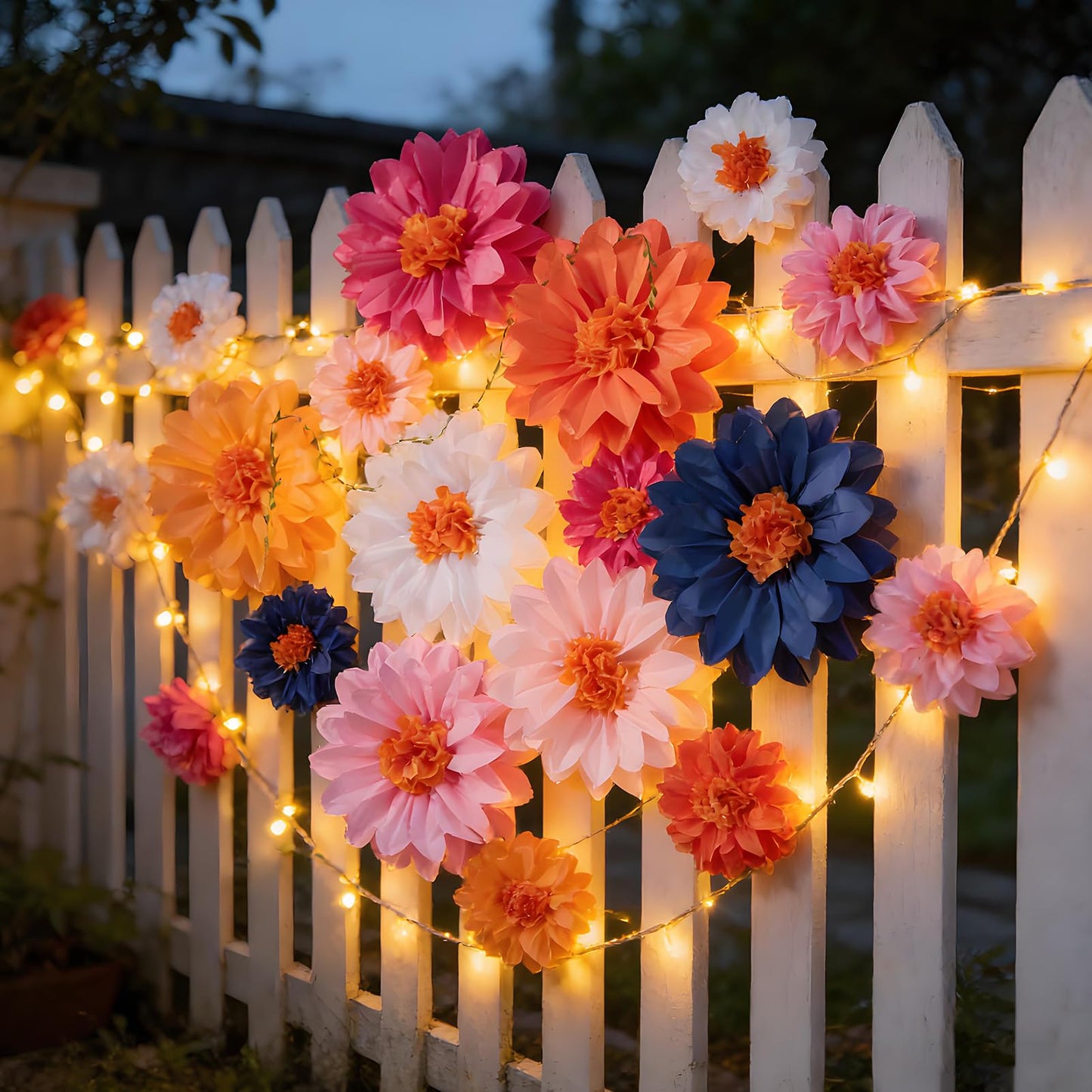 OBBOLO Wildflower Paper Flowers, 14 Pcs Paper Flowers Decorations for Wall, 8 in, 14 Inch Tissue Paper Flower for Wedding Party Baby Bridal Shower Nursery Wall Decor Bulletin Board Classroom