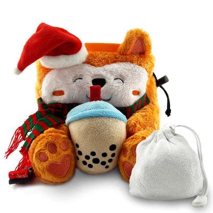 Rock Climbing Chalk Bag + Refillable Ball – Boba Dog Plush Animal Bag (Christmas Bag + Chalk) | Christmas | Santa