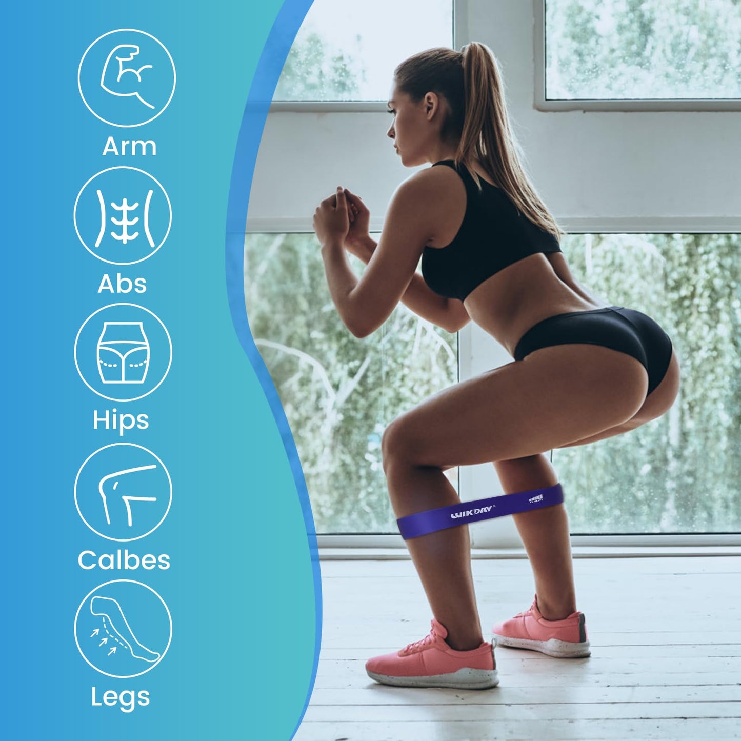 Resistance Bands for Working Out Exercise Loop Bands Workout Bands Set for Men Women Body Stretching, Crossfit Training, Home Workout, Physical Therapy, Booty Legs, Set of 5