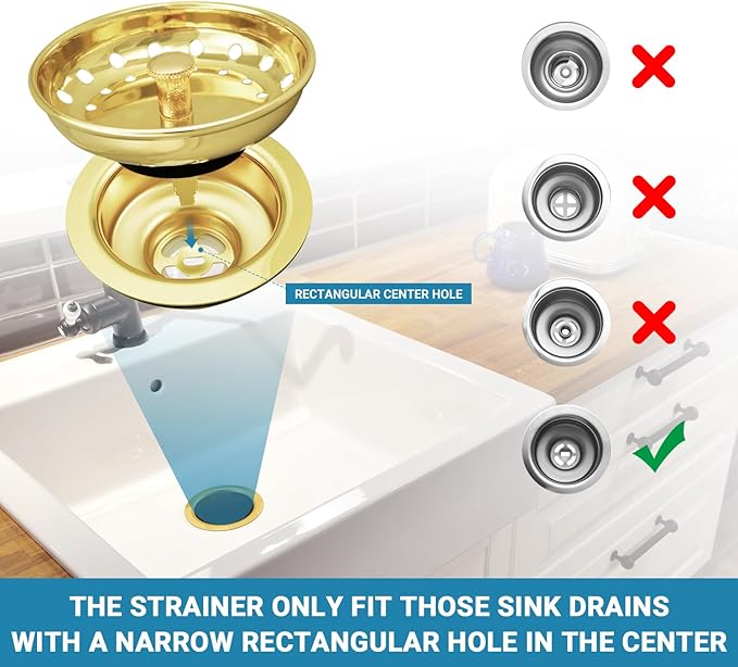 KONE Sink Drain Strainer Gold Sink Stopper and Strainer Stainless Steel Kitchen