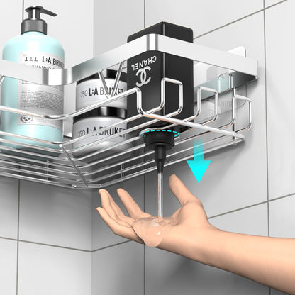 Kegii Corner Shower Caddy, Bathroom Shower Organiser, No Drilling Shower Shelf, Adhesive Shower Storage Rack, Stainless Steel Silver