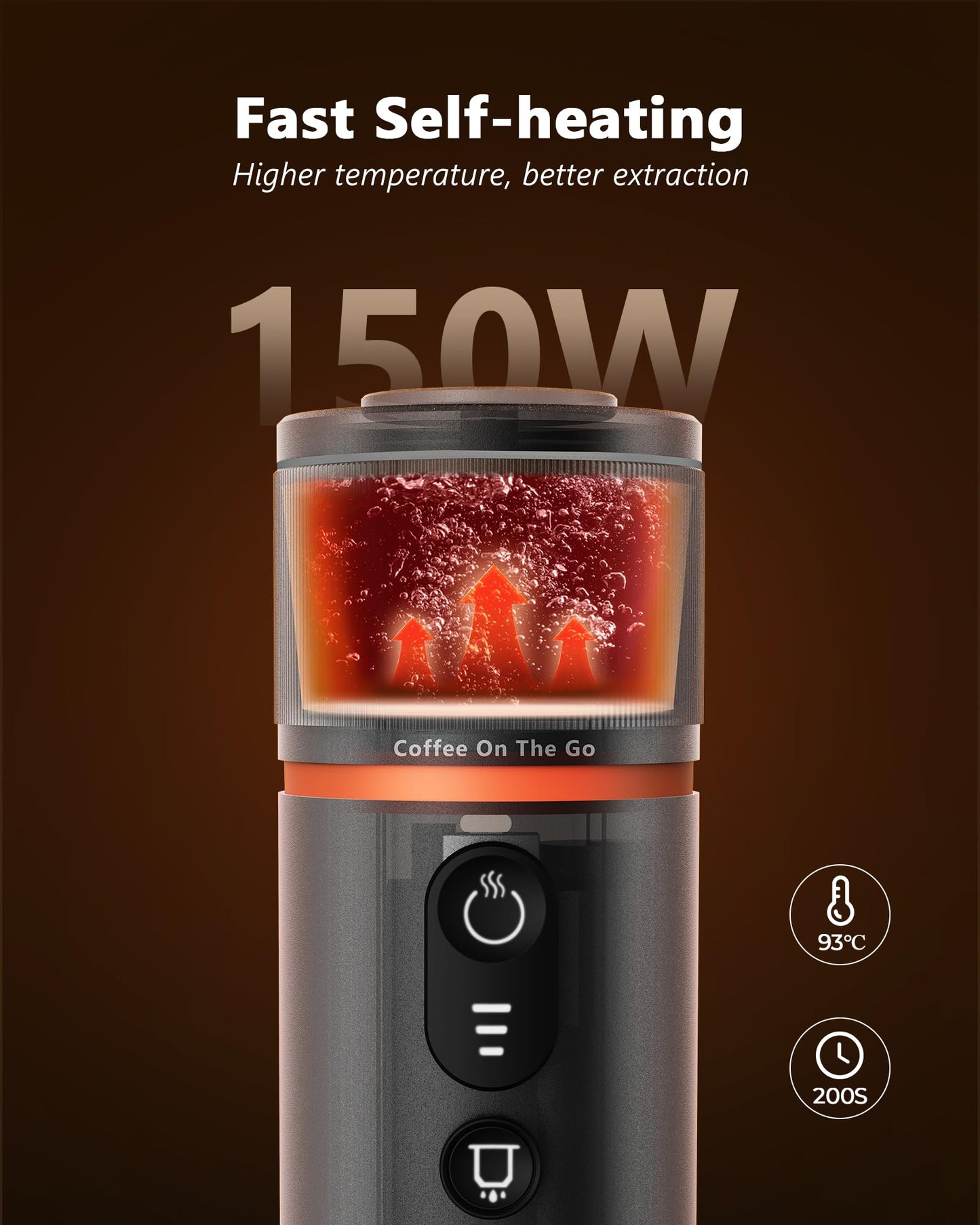 CONQUECO Portable Espresso Coffee Machine: 12V Electric Small Travel Expresso Maker - Self Heating 8 Cups Battery Powered Compatible for Nespresso Capsule - for Camping RV Hiking Office (Brown)