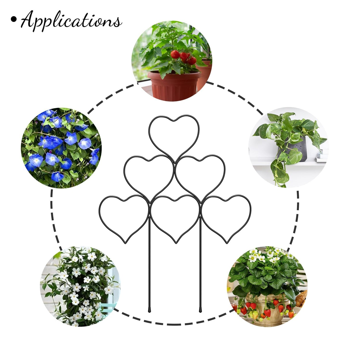 Plant Trellis for Climbing Plants Indoor Outdoor, Trlzey 3 Pack Stackable Metal Trellis - Small Garden Trellis for Potted Plants, Vine Support for Ivy, Flowers, DIY Home Deco