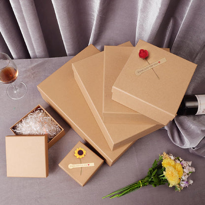 Giftilious Gift Boxes with Lids for Presents, Set of 6 Empty Gift Boxes, Natural and Rustic Kraft Gift Wrap Boxes, Versatile Gift Box for Christmas,Birthday, Anniversaries, Weddings and Any Occasion