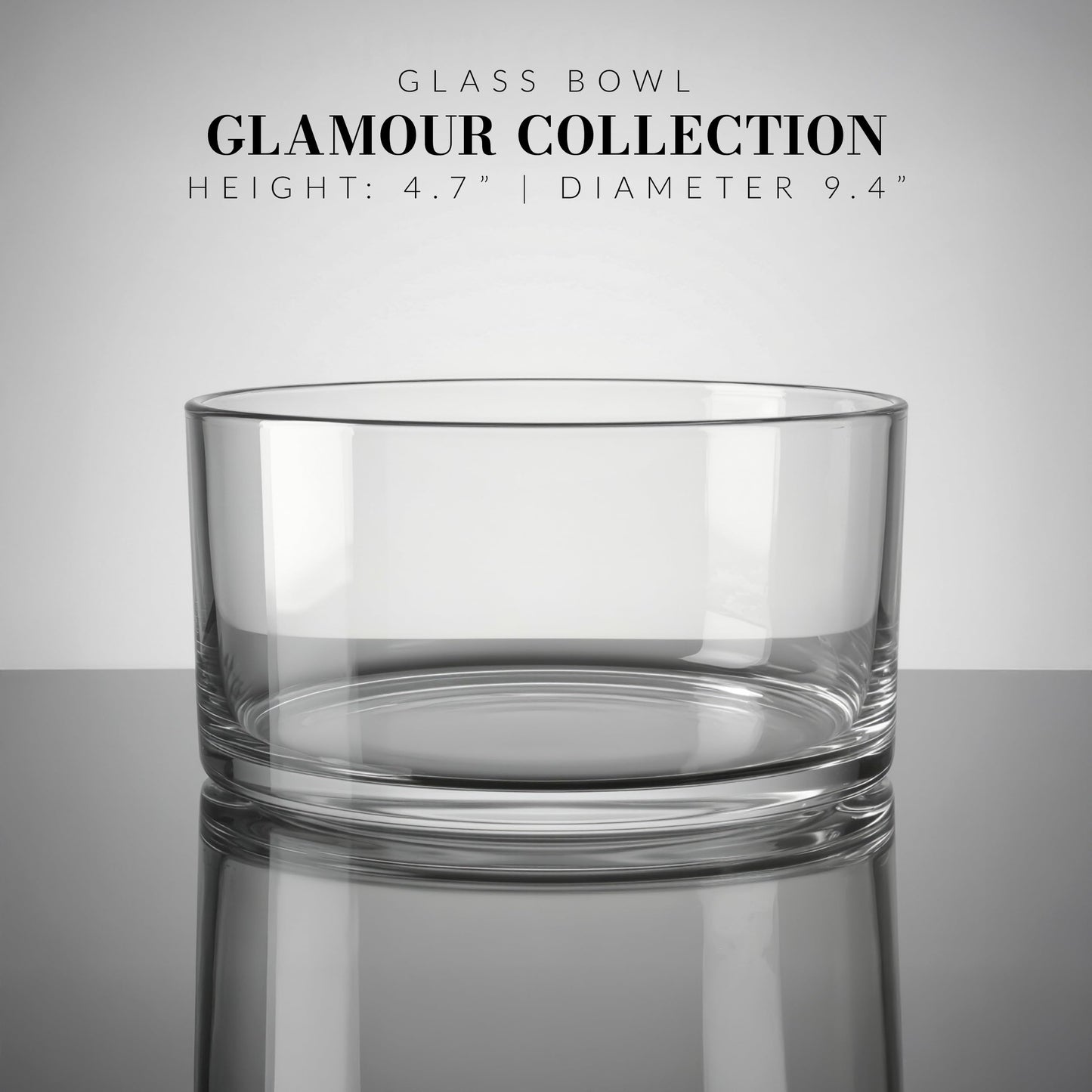 Krosno Decorative & Salad, Fruit Glass Bowl, 9.4", Glamour Collection, Mixing and Serving, Home Restaurants Parties, Fridge Safe, Candle Decoration, Made in Europe