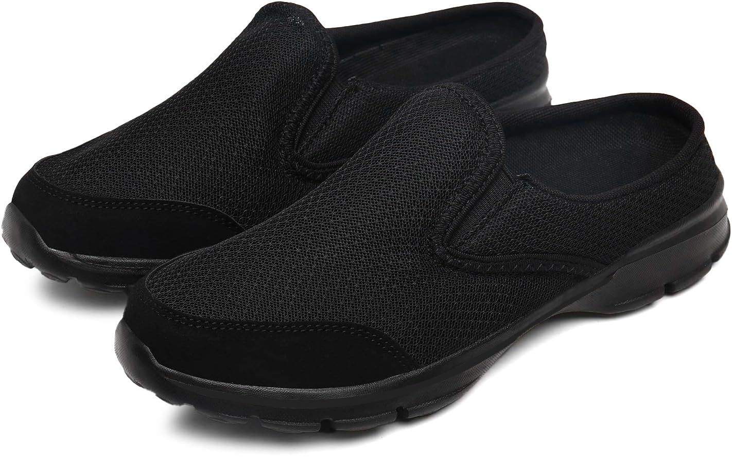 Slippers Ladies Mens Summer Slip-On Beach Sandals Backless Clogs Mules Indoor Outdoor Comfortable Casual Home Shoes Flip Flops,Black-II,7 UK