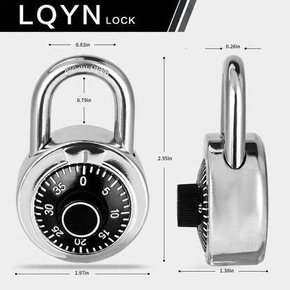 Combination Lock, LQYN Standard Dial Combination Lock, Pack of 12; Black Turnplate, 2 in. Wide, Fixed Three Digital Combination, for School, Gym & Locker, Toolbox, Gate