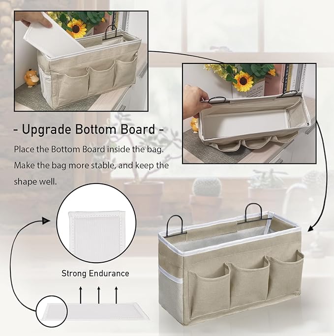 2pcs Light-Style Wall Hanging Storage Bag, Linen Fabric Door Hanging Organizer