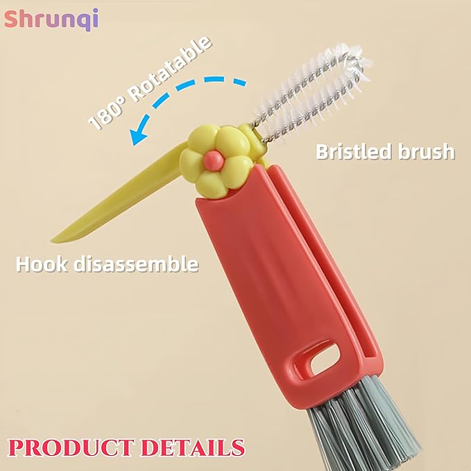 3 in 1 Cup Lid Cleaning Brush, 3 in 1 Multifunctional Cleaning Brush Portable