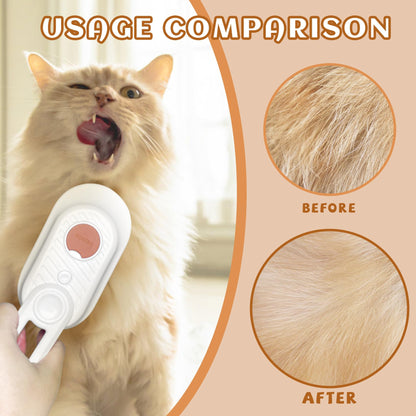 Spritz Defur Comb for Cats, New 3-in-1 Cat Steam Brush for Massaging and Cleaning Shedding Pets, Comb for Long and Short Hair Cats and Dogs Grooming Tool (White)