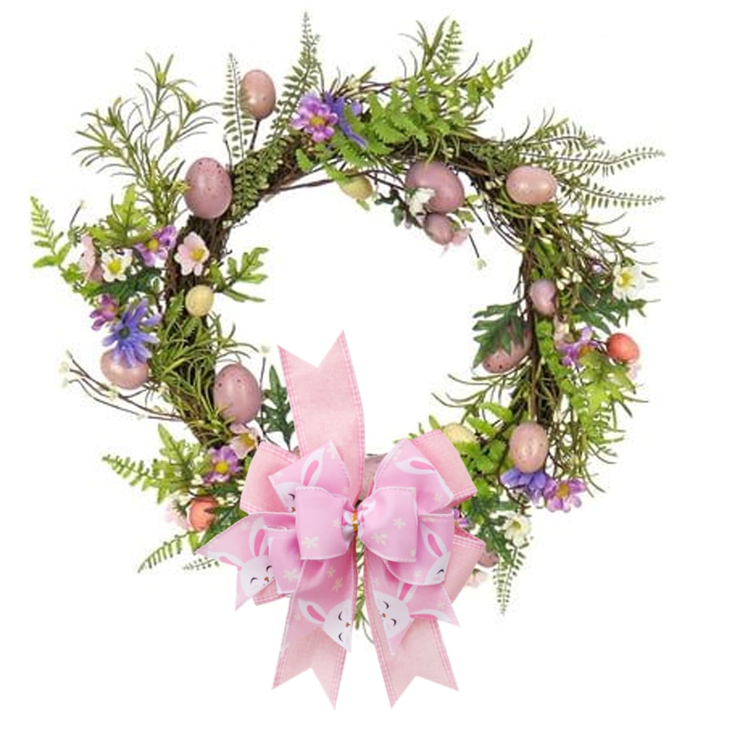SIMISI RIBBON Easter Wreath Bow Basket Yellow Egg Bows Door Wall Ornaments for Home Decor, Easter Party (9.5 x 13 inch)