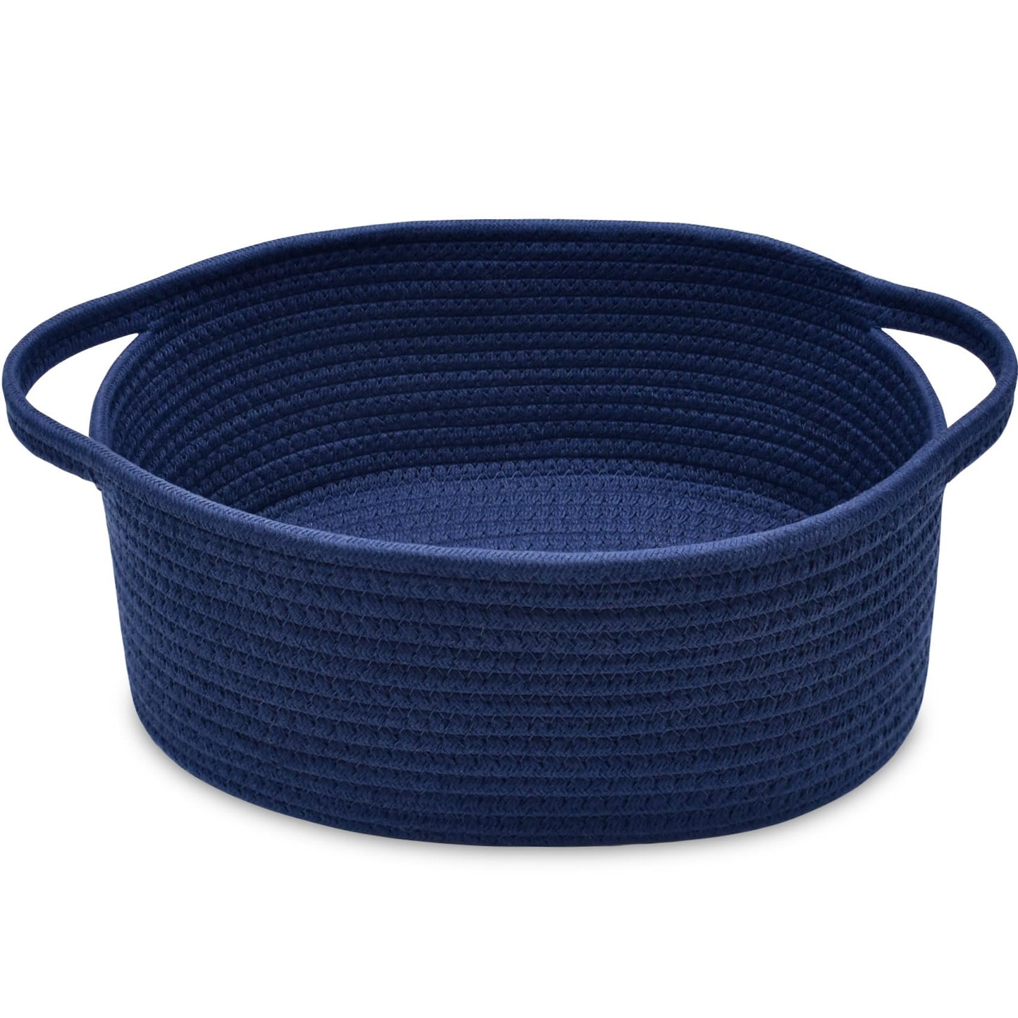 ABenkle Small Basket with Handles, Boho Decorative Rope Woven Dog Cat Toy Storage Bin Shelf Storage Organizer, Easter Christmas Gift Basket, 12"x8"x5"