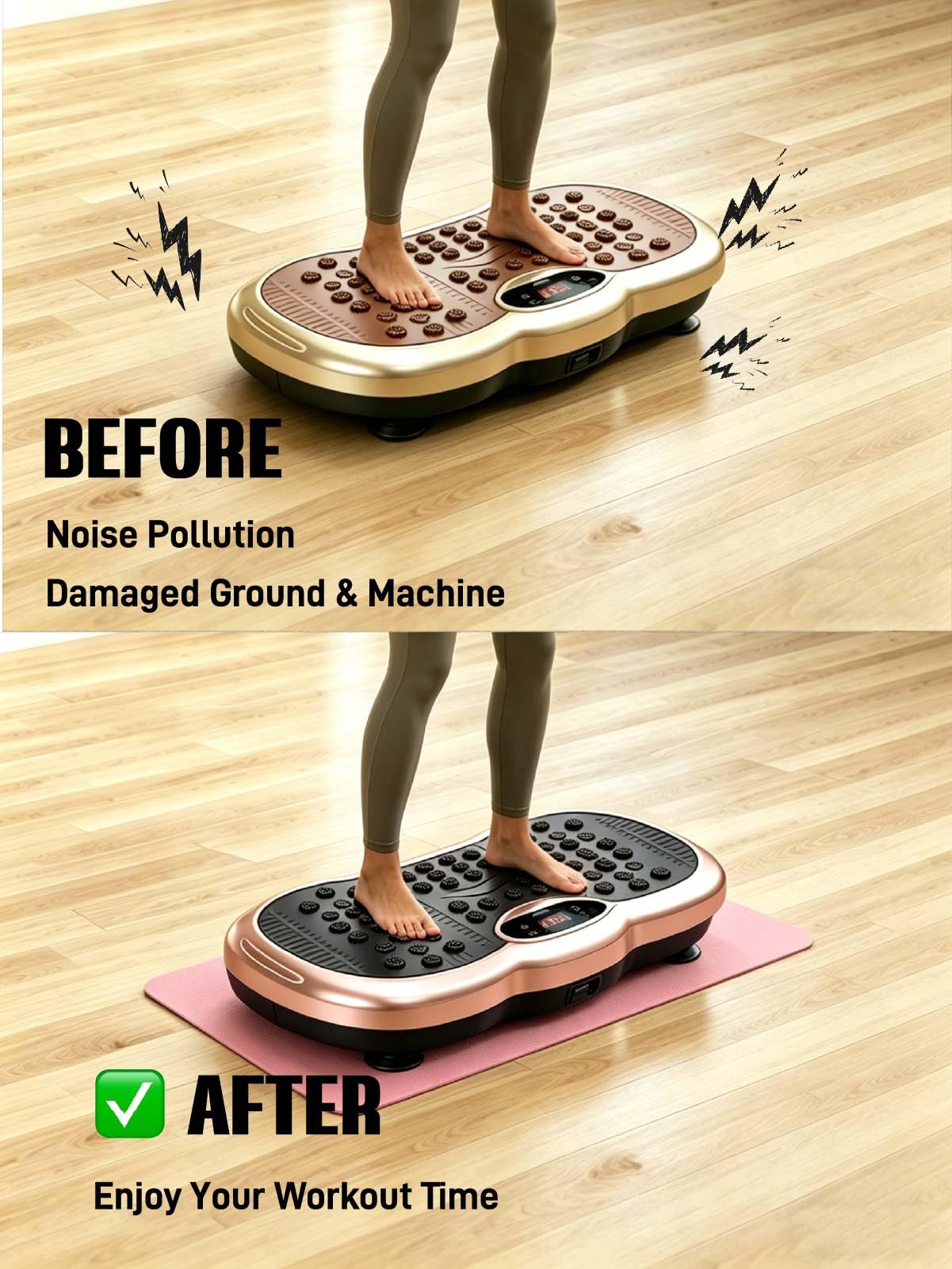 Pink Non-Slip Anti Vibration Mat for Vibration Plate Machine, Noise Reducing Floor Carpet Protector Pad & Exercise Accessory for Most Vibration Platform Machines (Only 1PC Pink Mat)
