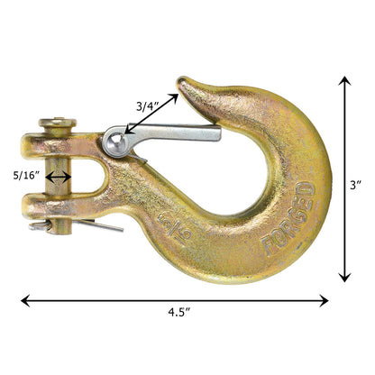 Lawei 6 Pack 5/16 Inch Clevis Slip Hook with Latch, Forged G70 Steel Clevis Safety Hooks, Heavy Duty Chain Grab Hooks for Truck Trailer Winch Transport Tow Chain Hook, 3/4 in Opening,14000 Lb Capacity