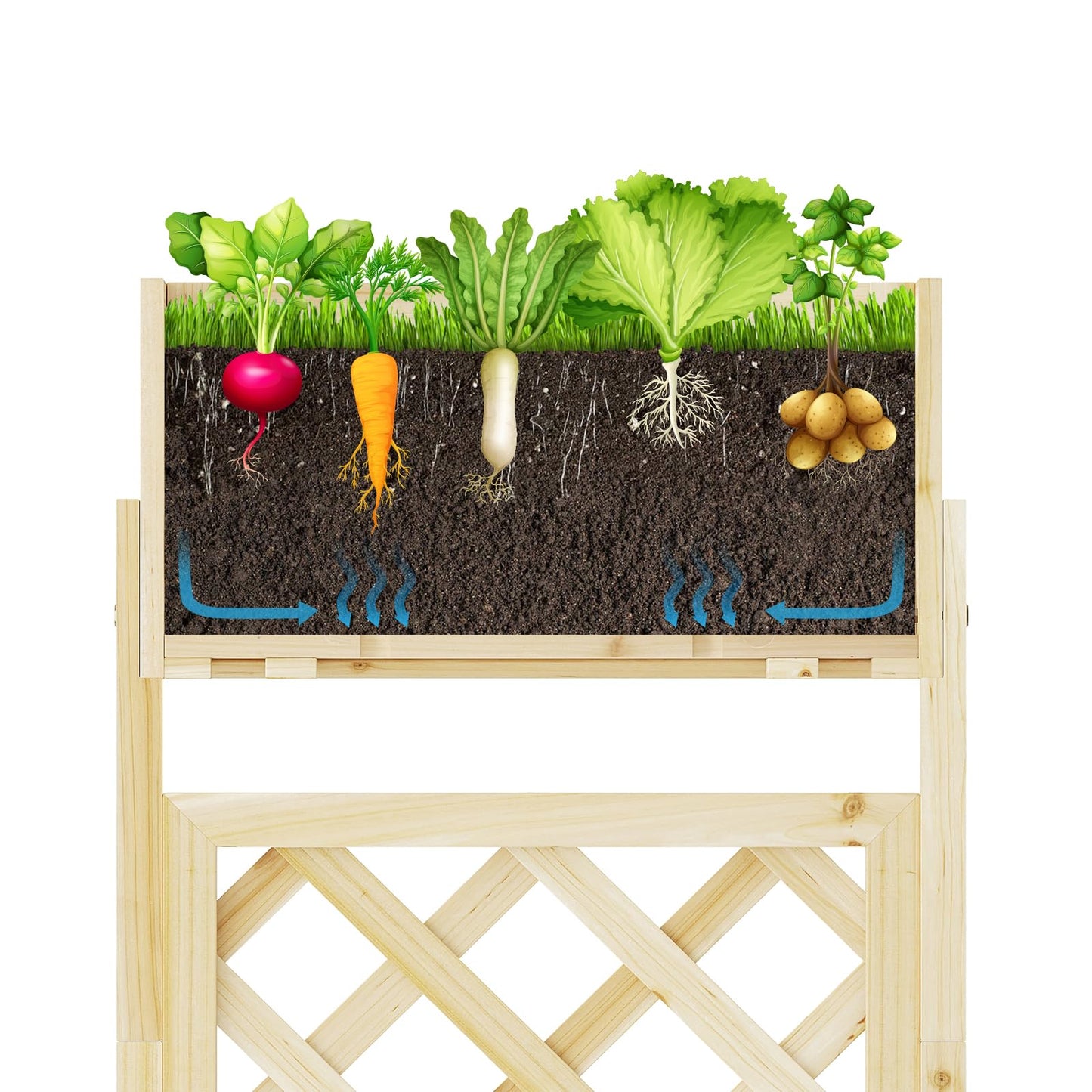 Furshus Wooden Planters for Outdoor Plants, Fence Style Wood Planter Boxes, Backyard Decor, Flower Planters for Flowers Vegetables