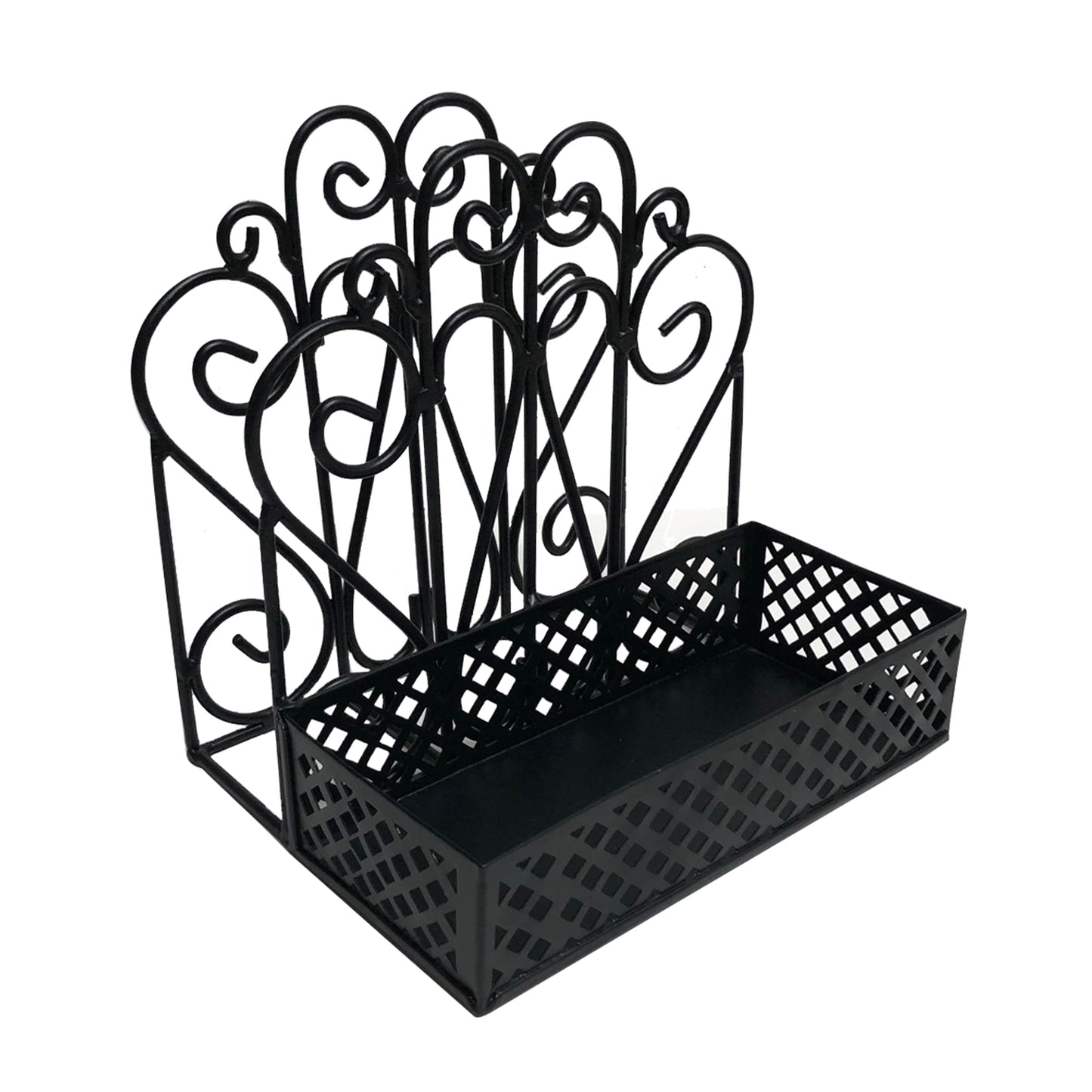 Park Designs Black Napkin Salt and Pepper Holder for Table | Combo Napkin Caddy & Salt and Pepper Caddy | Farmhouse Napkin Holder for Paper Napkins