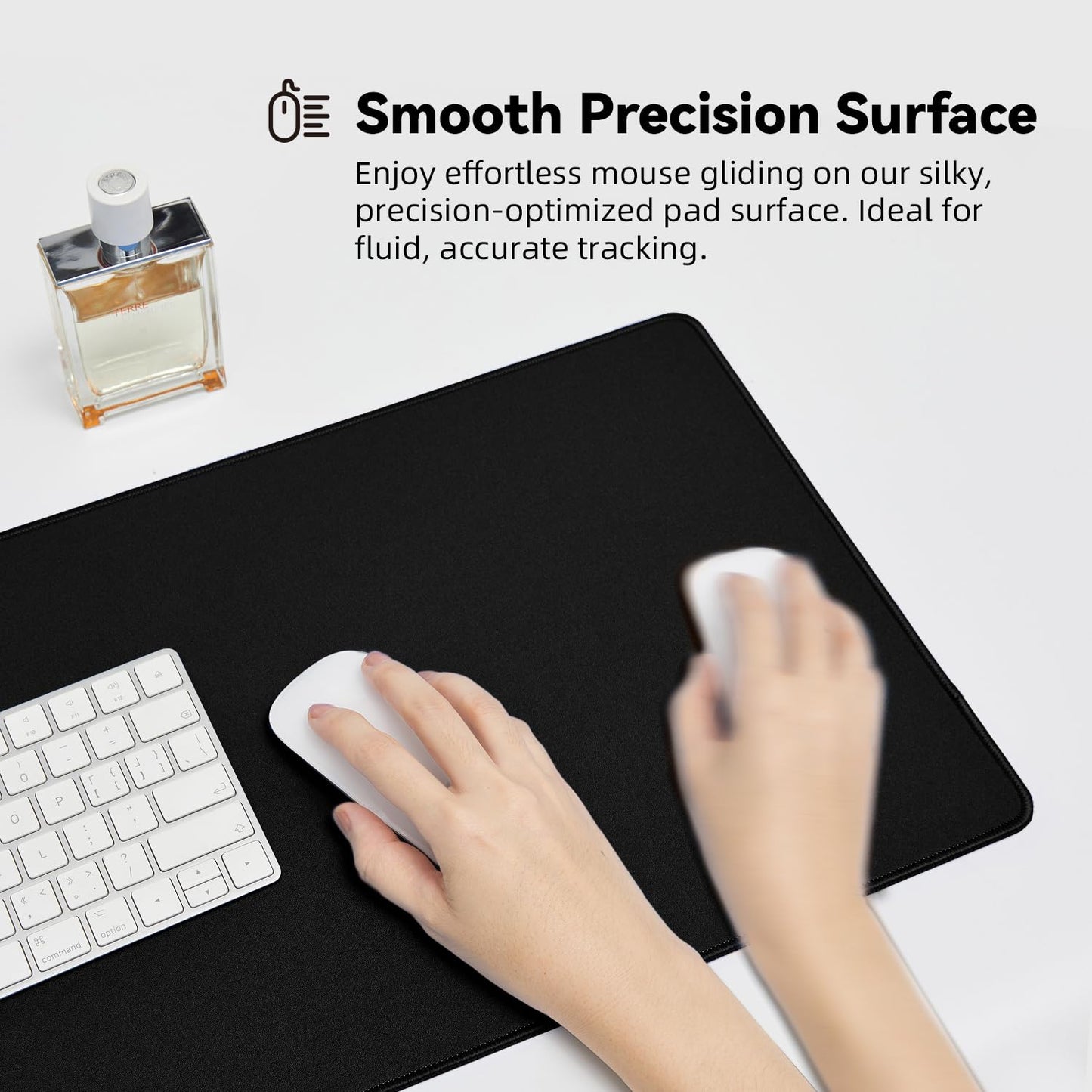 Reniteco Large Gaming Mouse Pad with Durable Stitched Edges, Non-Slip Rubber Base, Big Computer Keyboard Mouse Mat Desk Pad for Home Office Gaming Work, 31.5"x11.8"x0.12", Black