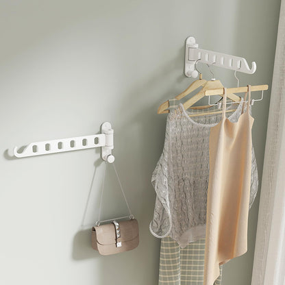 SKIKEN White Laundry Drying Rack with Swing Arm, Wall Mounted Clothes Hanging Rack, Swing Away, Folding Valet Hook, Sturdy Coat Hanger Holder for Laundry Closet (2-Pack, White)