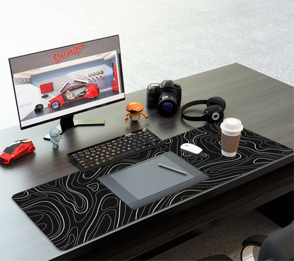 UJoowalk Topographic Gaming Mouse Pad, Large, Black and White, 31.5 x 11.8 in