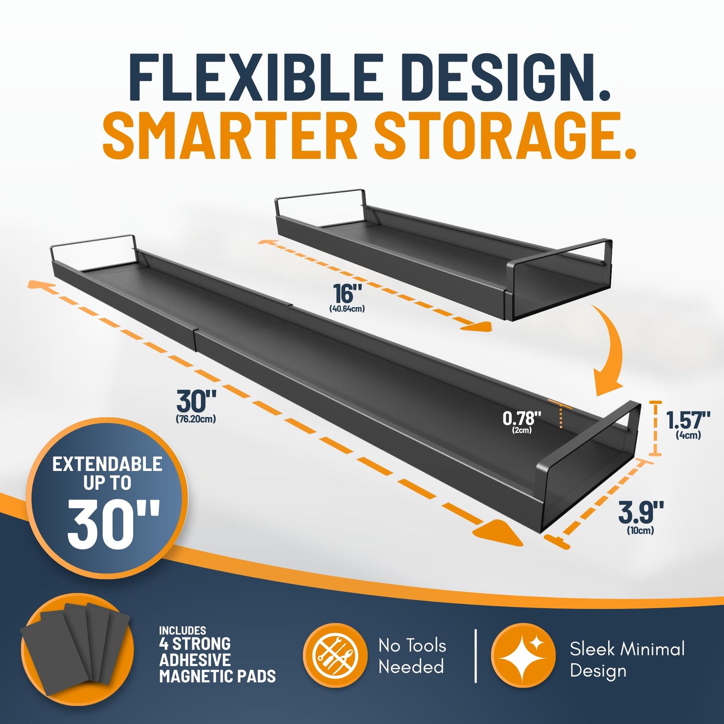 Extendable Steel Over the Stove Shelf for Back of Stove (16 to 30 Inches) Magnetic Stove Top Shelf for Kitchen Stove, Over Stove Shelf for Back of Stove - Over the Stove Spice Rack Shelf