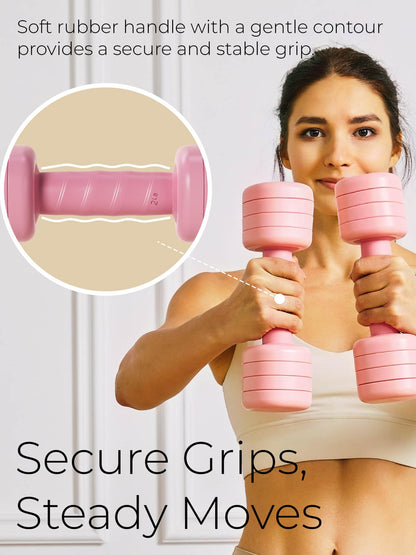 kure.fit Adjustable Dumbbell Set｜2LB 3LB 4LB 5LB Light Hand Weights for Women｜One-Twist Weight Adjustment｜Non-Slip Curved Grip Handle｜Free Weights for Home Gym, Rehab, Pilates, Yoga, Strength Training